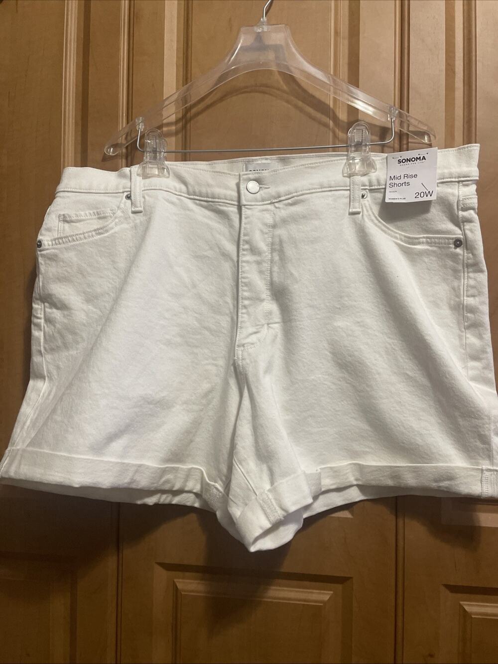 Women's Rolled-Cuff White Jean Shorts NEW Plus Sz 20W Sonoma Goods For Life